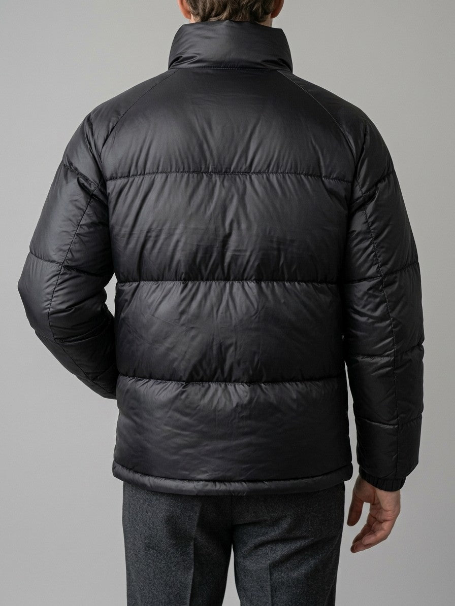 Lonato Men's Glossy Stand-Collar Puffer Jacket — black — back
