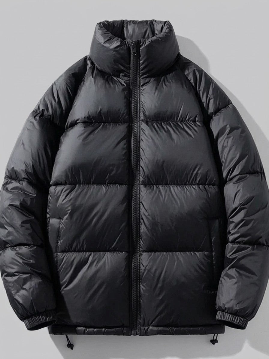 Lonato Men's Glossy Stand-Collar Puffer Jacket — black — packshot