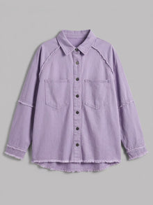 Lovere Women's Raw Seam Denim Shacket