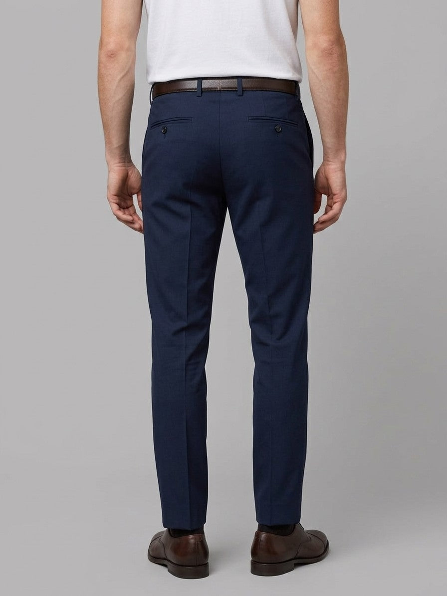 Luca Men's Tailored Stretch Trousers — navy — back