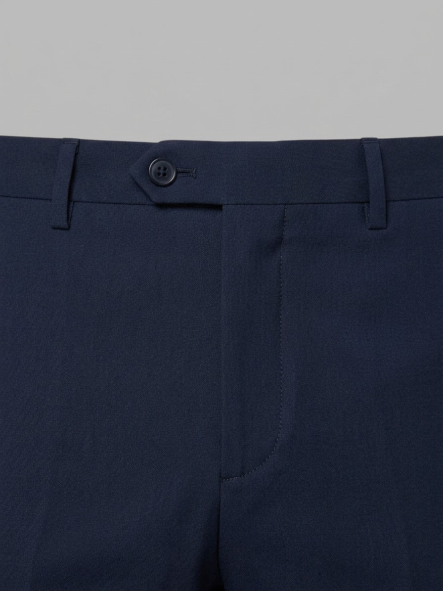 Luca Men's Tailored Stretch Trousers — navy — detail-collar