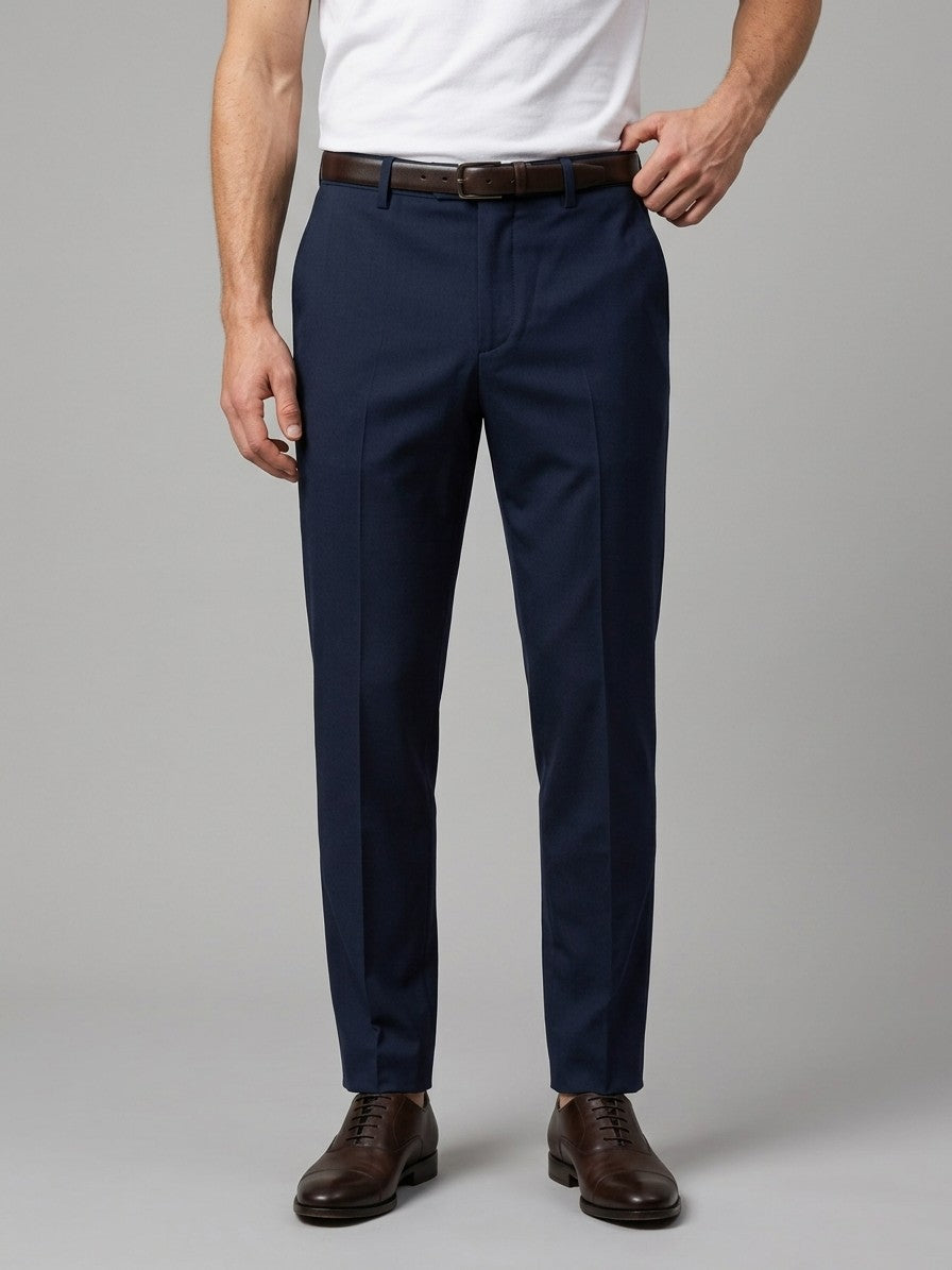 Luca Men's Tailored Stretch Trousers — navy — front