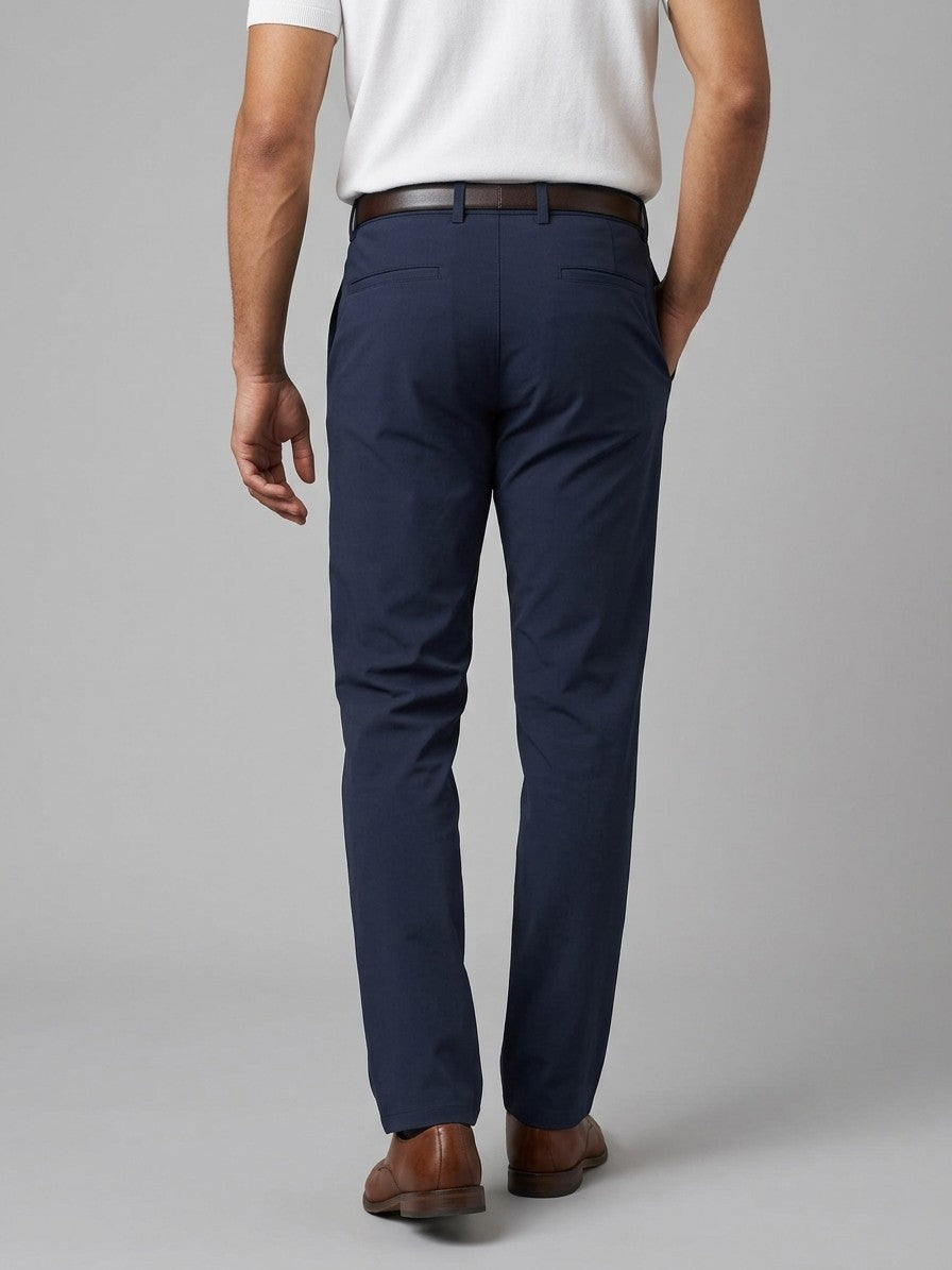 Lucca Men's Stretch Pocketed Trousers — navyblue — back