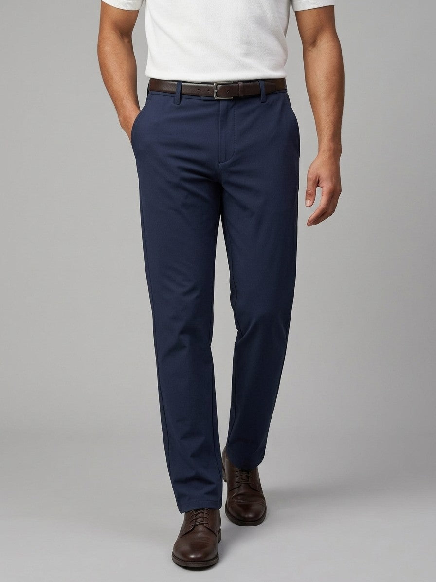 Lucca Men's Stretch Pocketed Trousers — navyblue — front