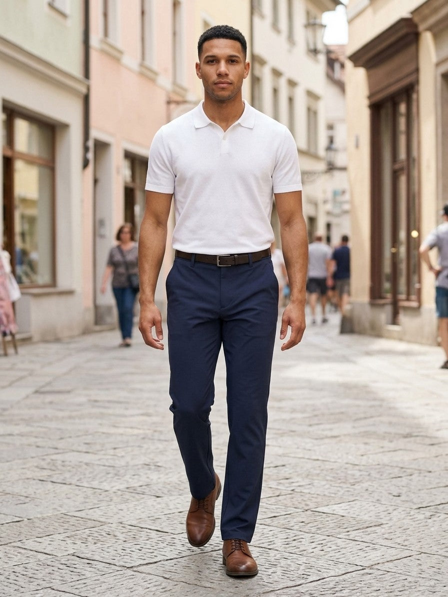 Lucca Men's Stretch Pocketed Trousers — navyblue — lifestyle