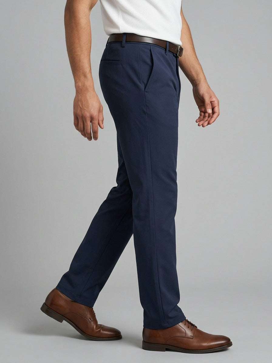 Lucca Men's Stretch Pocketed Trousers — navyblue — side