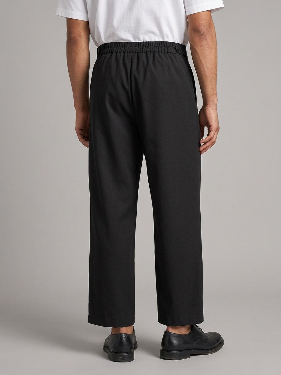 Lucca Men's Wide-Leg Pants — black — back