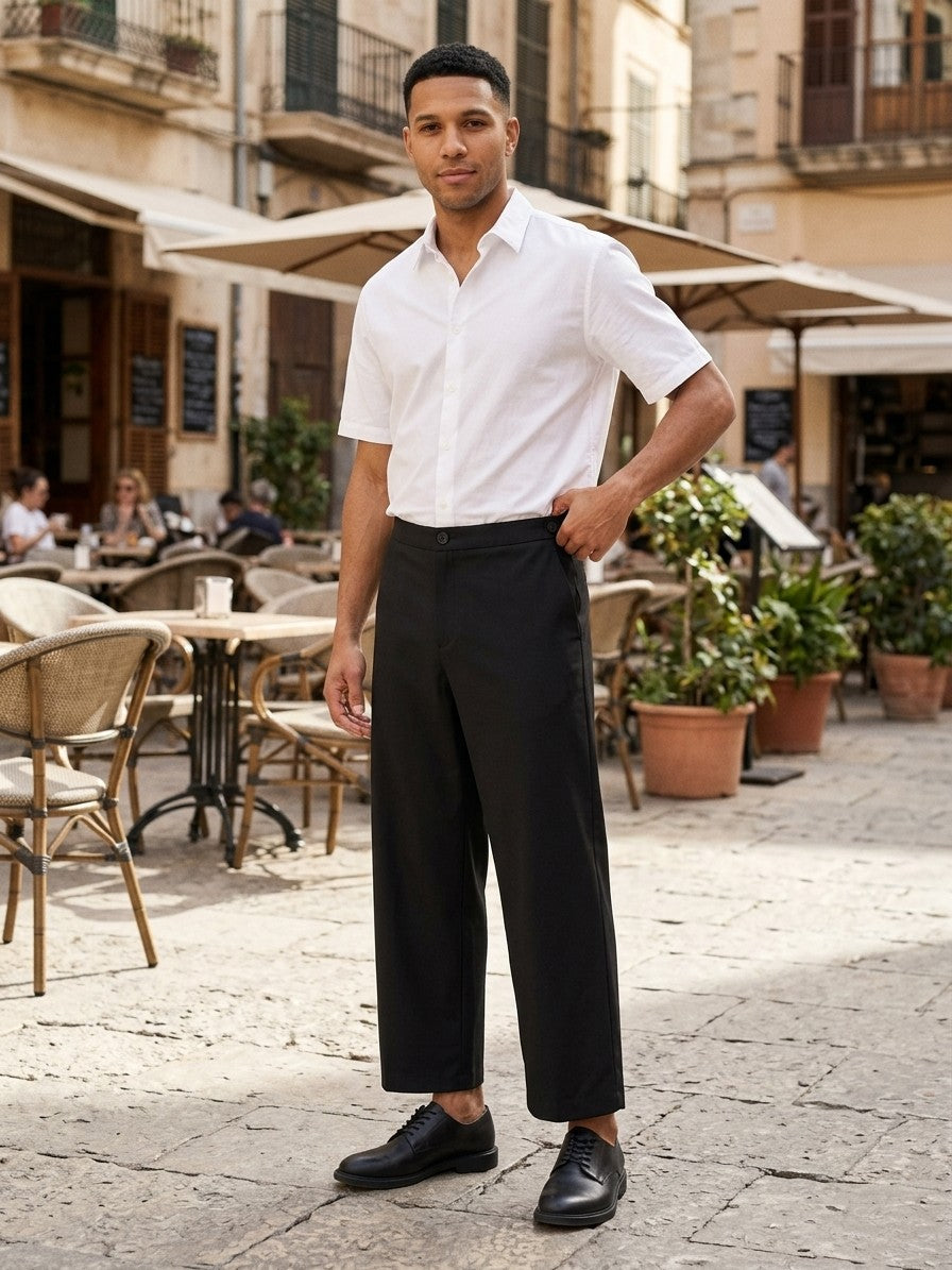 Lucca Men's Wide-Leg Pants — black — lifestyle