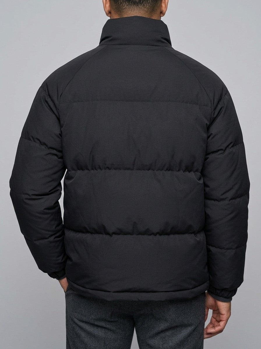 Luino Men's Raglan Plush-Lined Puffer Jacket — black — back