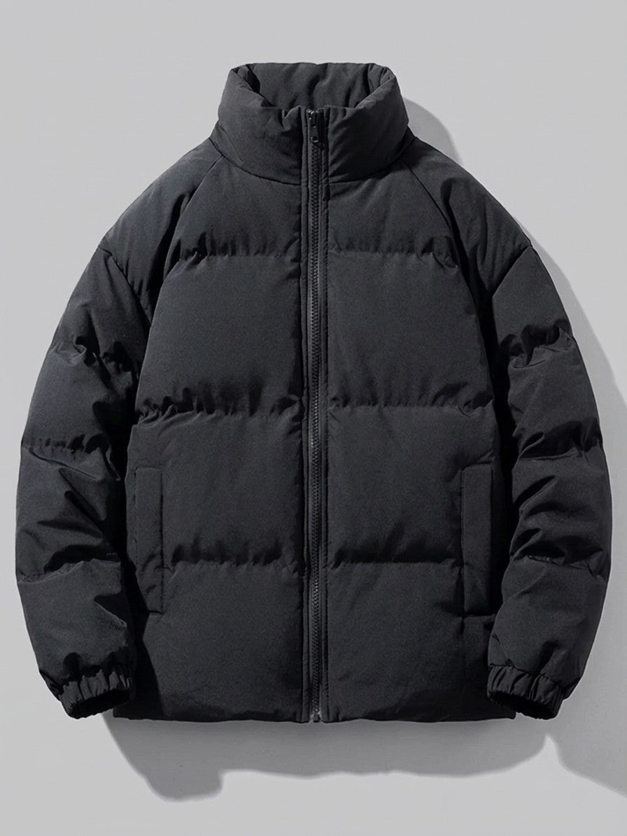 Luino Men's Raglan Plush-Lined Puffer Jacket — black — packshot
