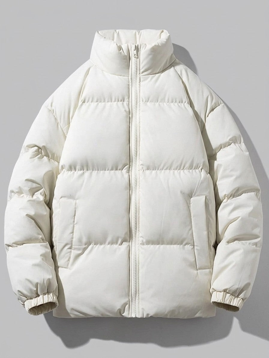 Luino Men's Raglan Plush-Lined Puffer Jacket — ivory — packshot