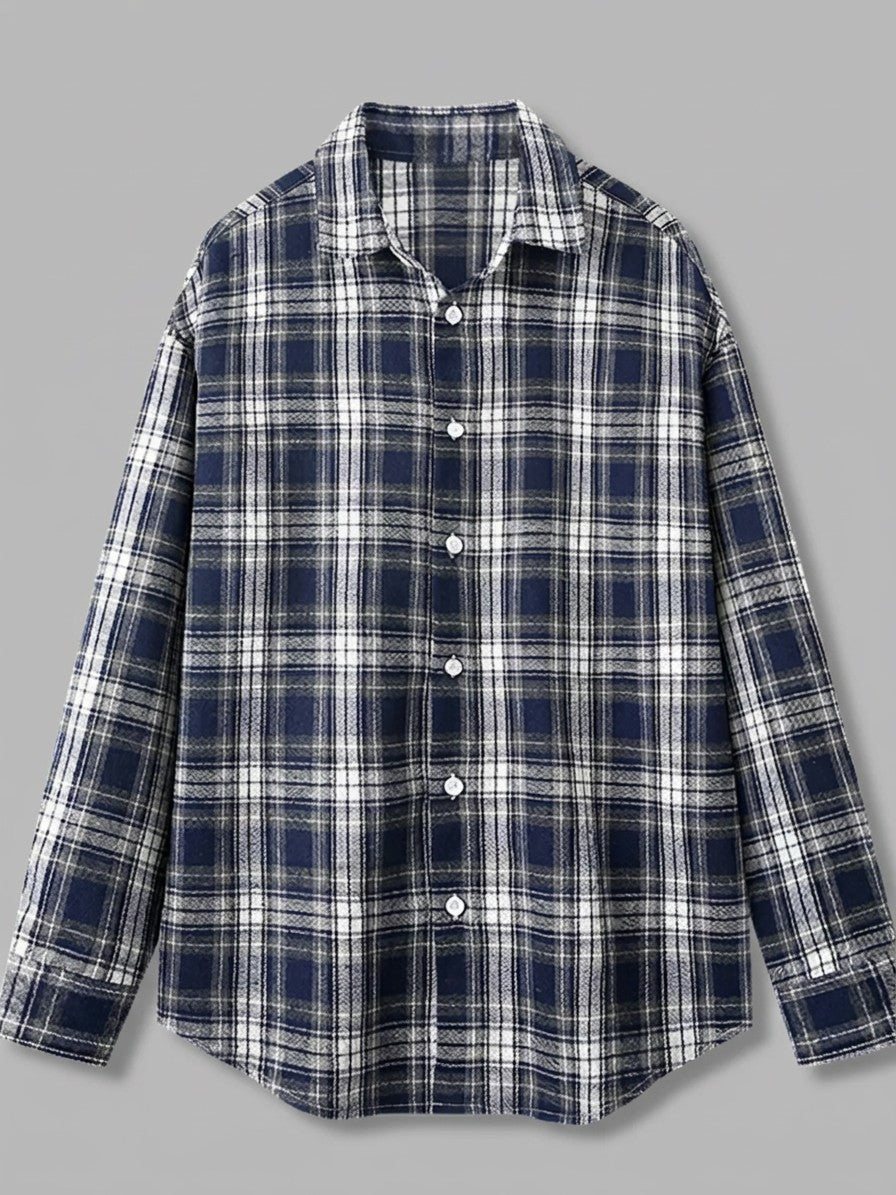 Macerata Men's Relaxed Plaid Shirt — darkbluegrid — packshot