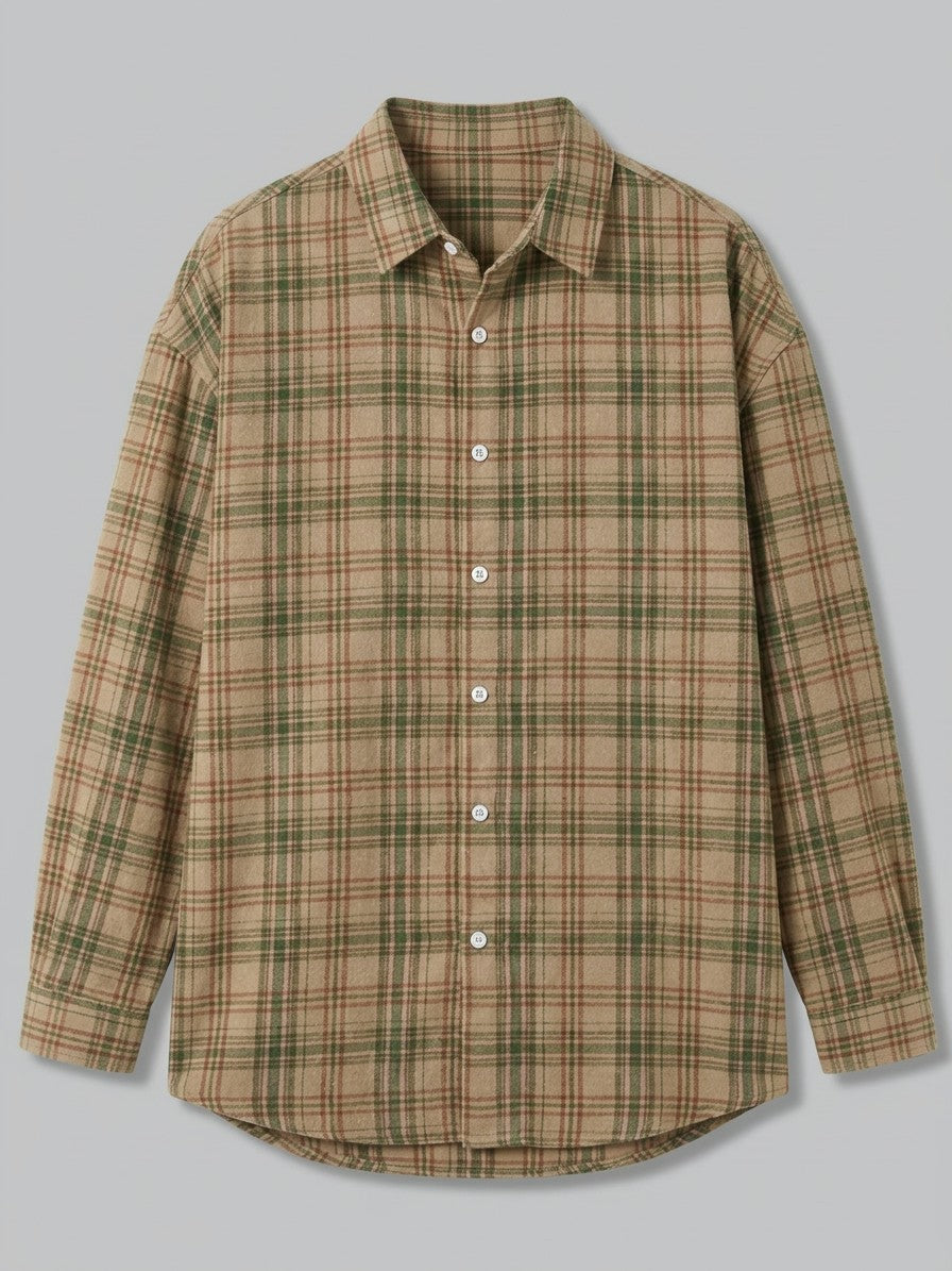 Macerata Men's Relaxed Plaid Shirt — greengrid — packshot