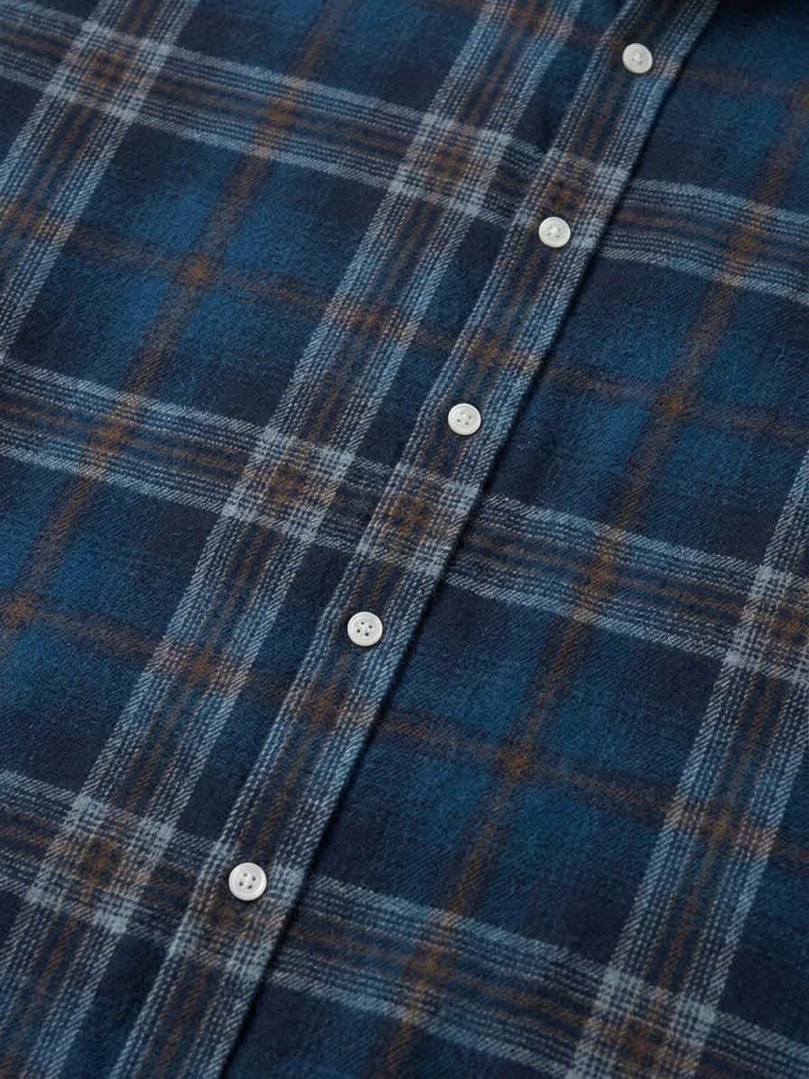 Macerata Men's Relaxed Plaid Shirt — navyblue — detail-2