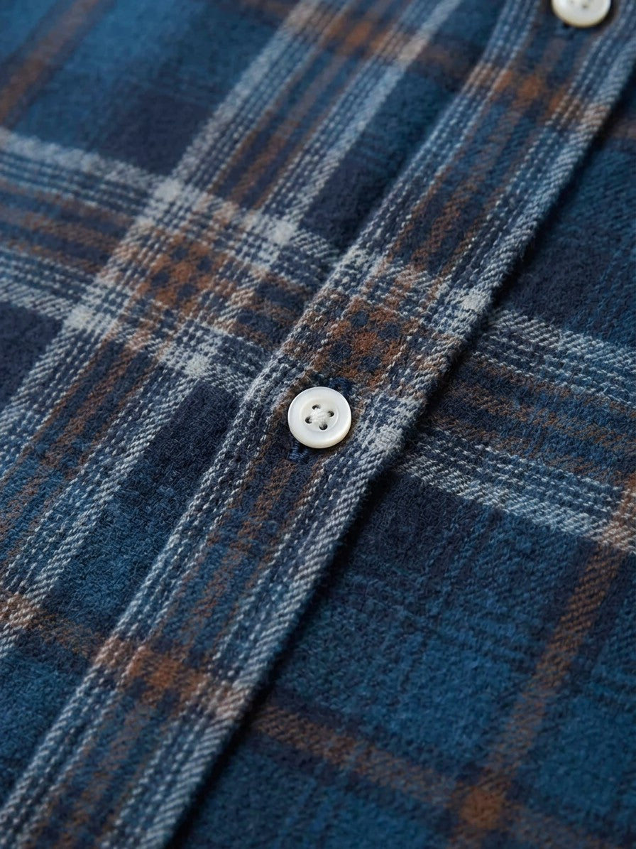 Macerata Men's Relaxed Plaid Shirt — navyblue — detail