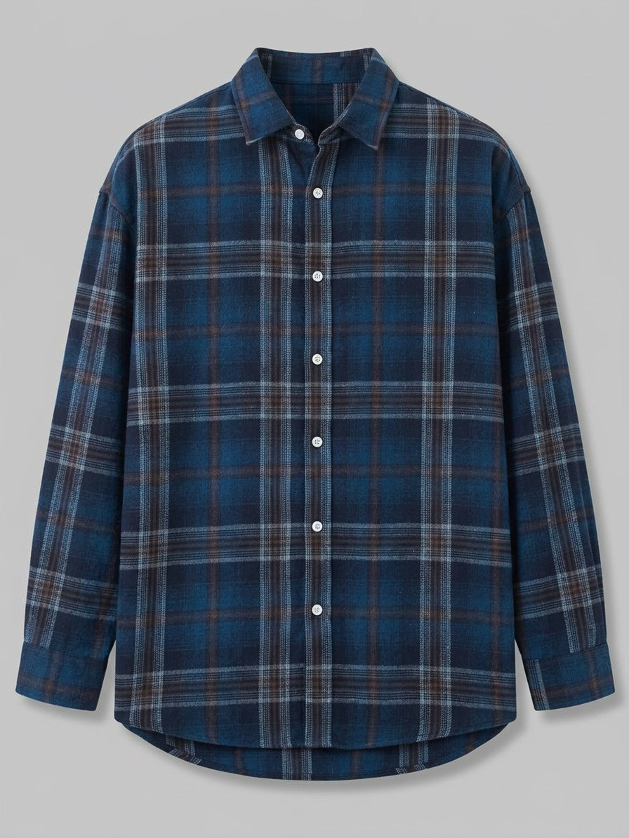 Macerata Men's Relaxed Plaid Shirt — navyblue — packshot