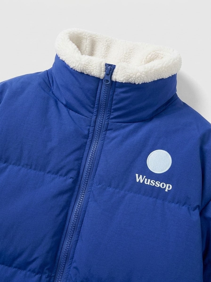 Macomer Men's Fleece-Collar Cobalt Puffer Jacket — blue — detail-2