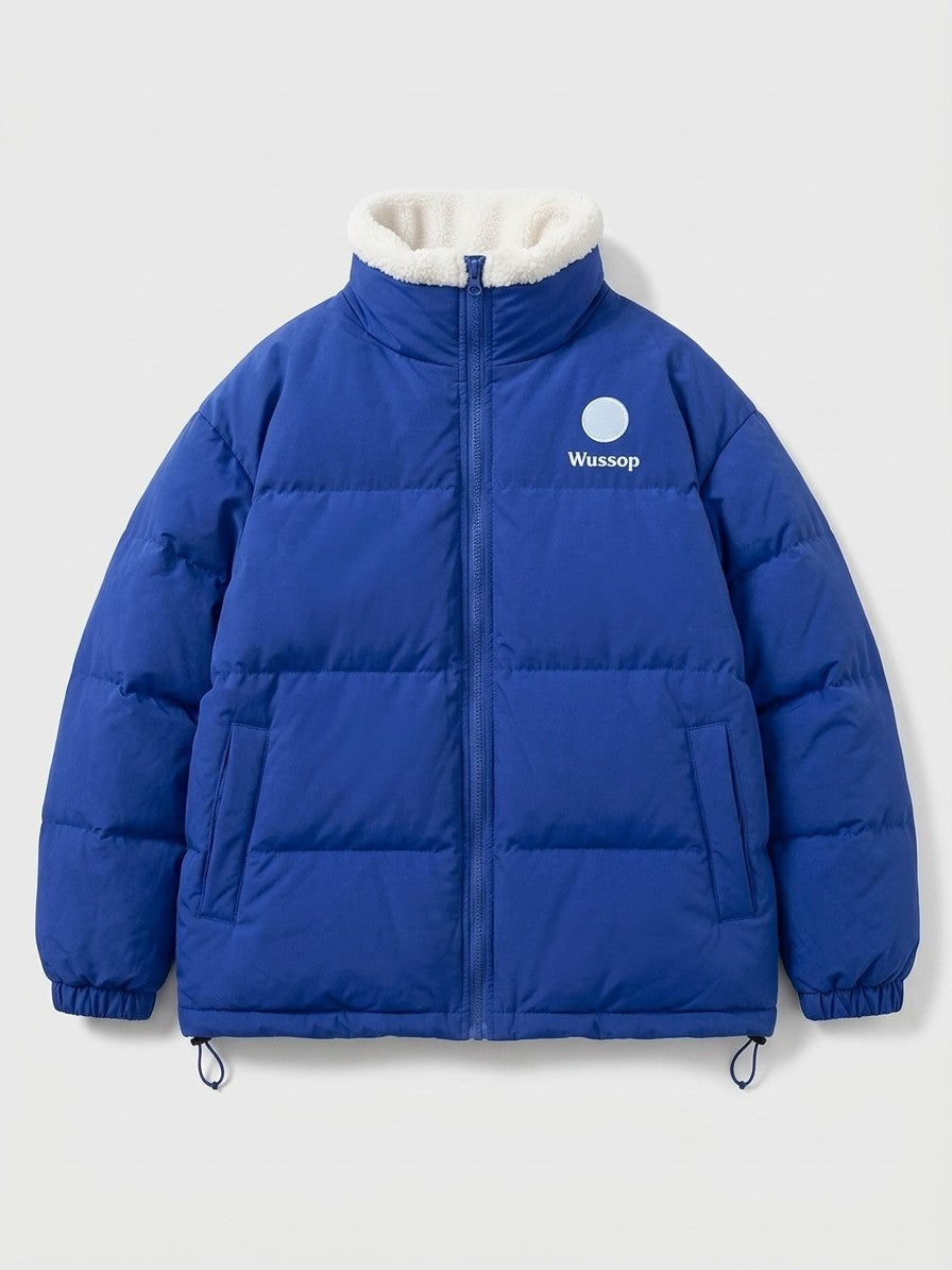 Macomer Men's Fleece-Collar Cobalt Puffer Jacket — blue — packshot