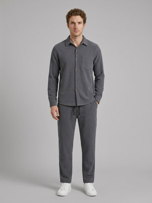 Maglie Men's Long Sleeve Shirt and Trousers Set — grey — fullfront