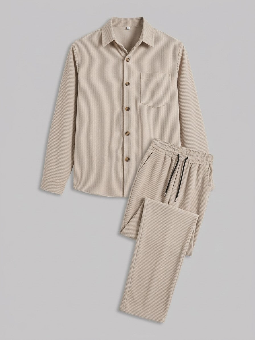 Maglie Men's Long Sleeve Shirt and Trousers Set — khaki — packshot