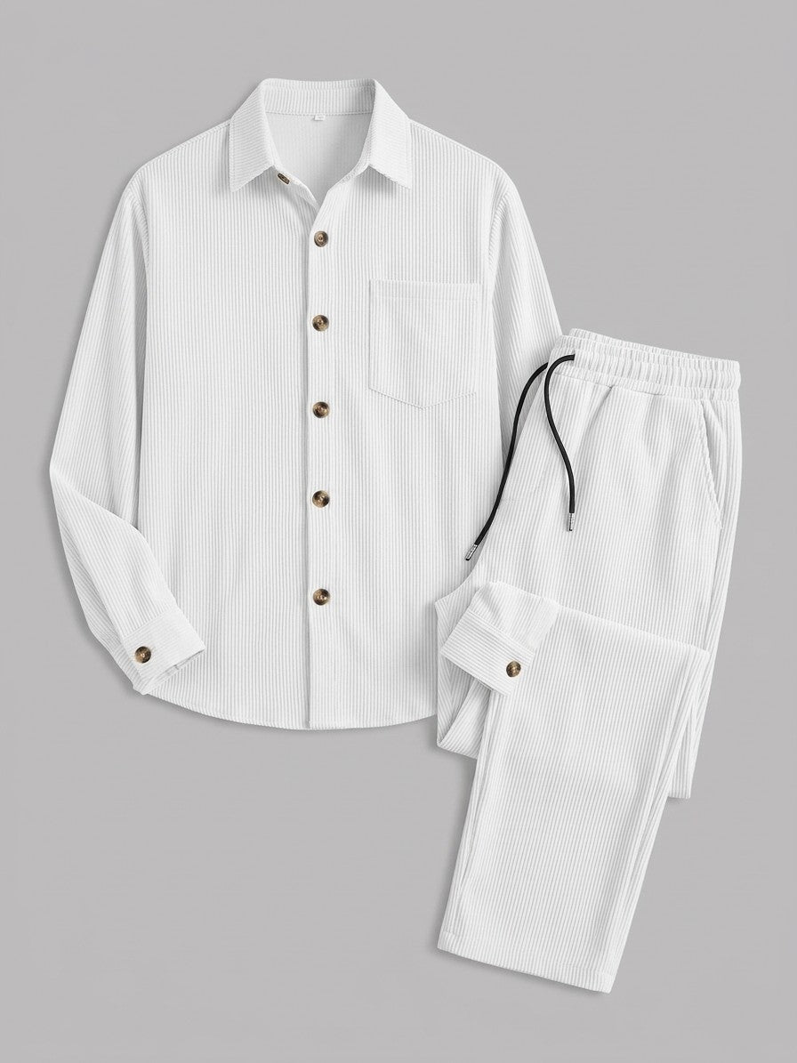 Maglie Men's Long Sleeve Shirt and Trousers Set — white — packshot