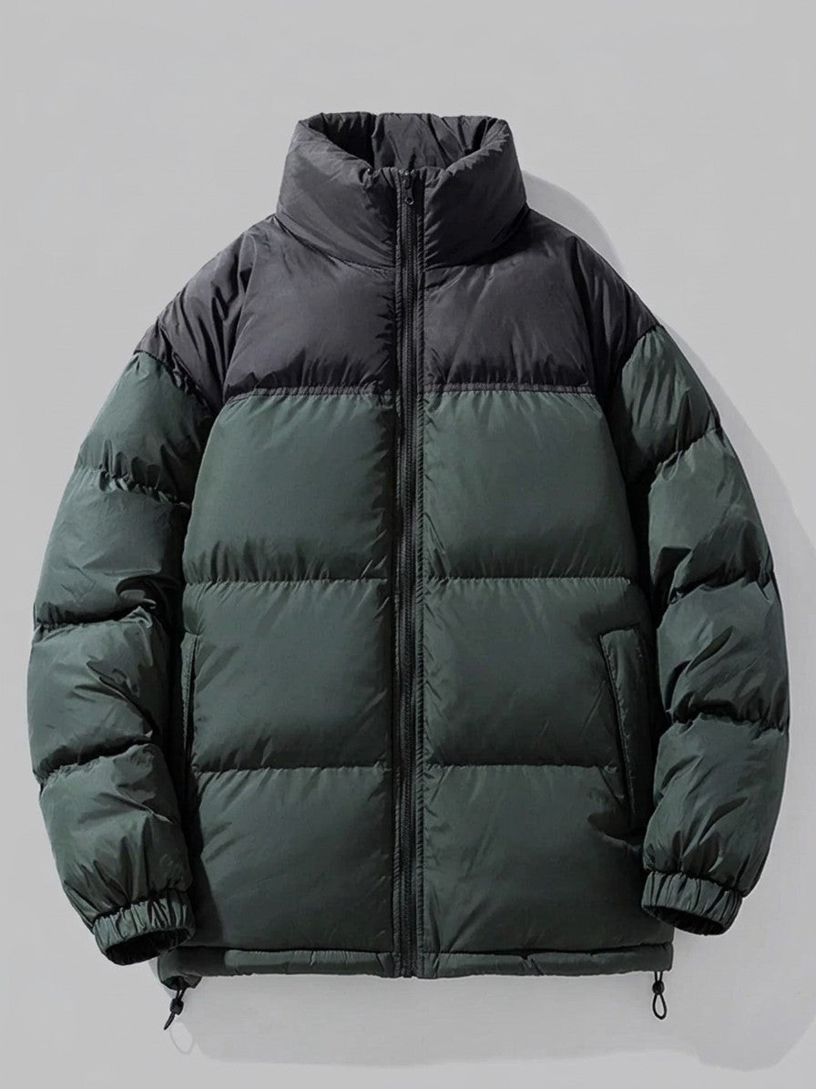 Malcesine Men's Color-Block Quilted Puffer Jacket — armygreen — packshot
