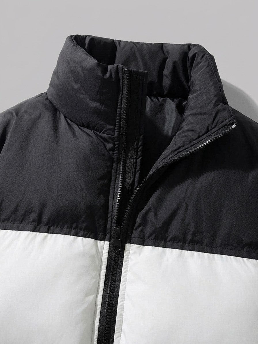 Malcesine Men's Color-Block Quilted Puffer Jacket — beigewhite — detail-2