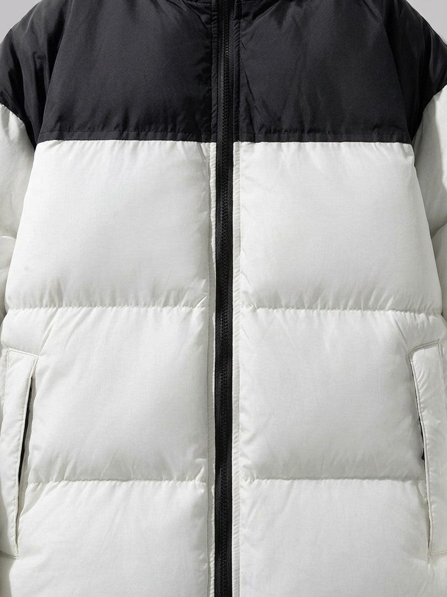 Malcesine Men's Color-Block Quilted Puffer Jacket — beigewhite — detail