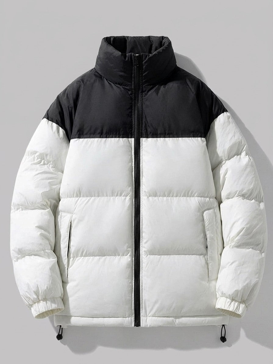 Malcesine Men's Color-Block Quilted Puffer Jacket — beigewhite — packshot
