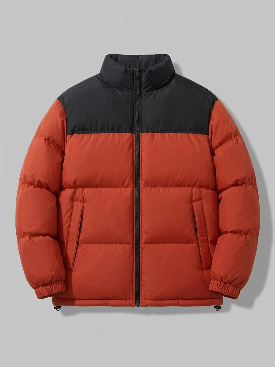 Malcesine Men's Color-Block Quilted Puffer Jacket — orangered — packshot
