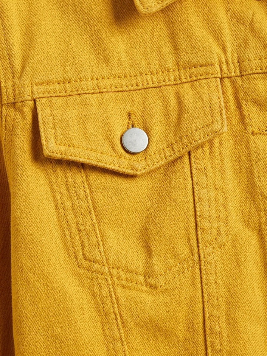 Manarola Women's Cropped Half-Sleeve Denim Jacket — gold — detail-2