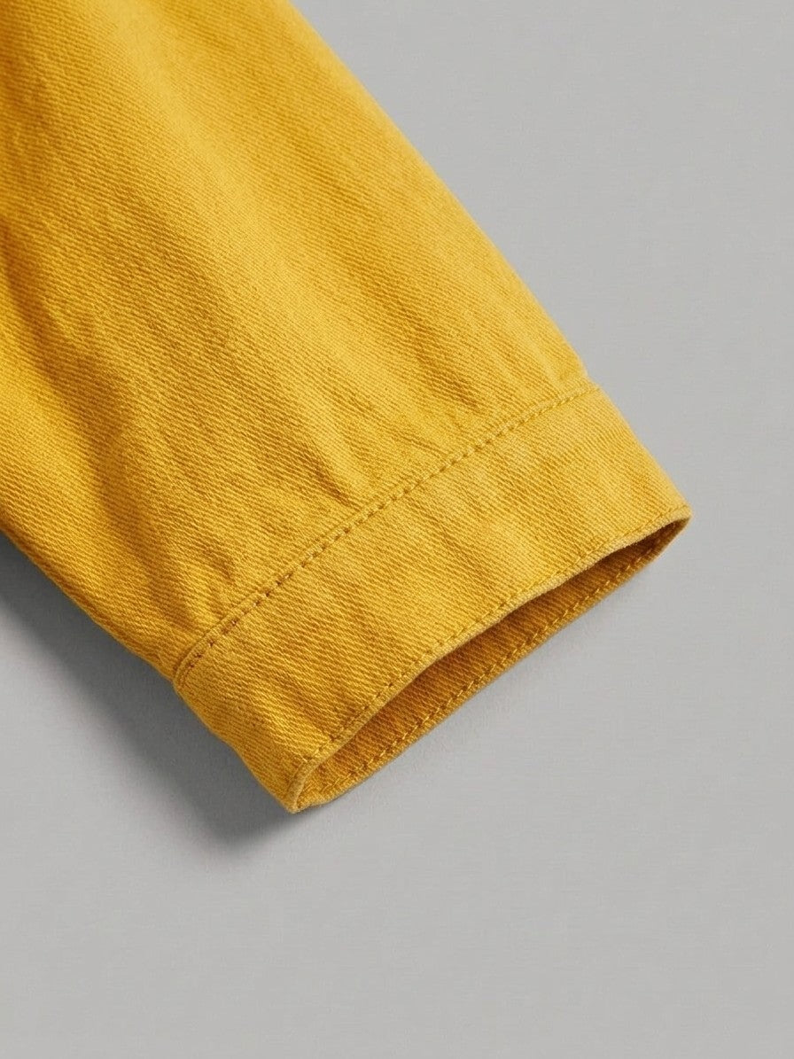 Manarola Women's Cropped Half-Sleeve Denim Jacket — gold — detail-collar