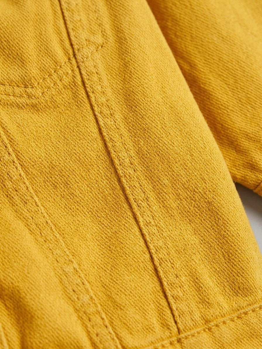 Manarola Women's Cropped Half-Sleeve Denim Jacket — gold — detail