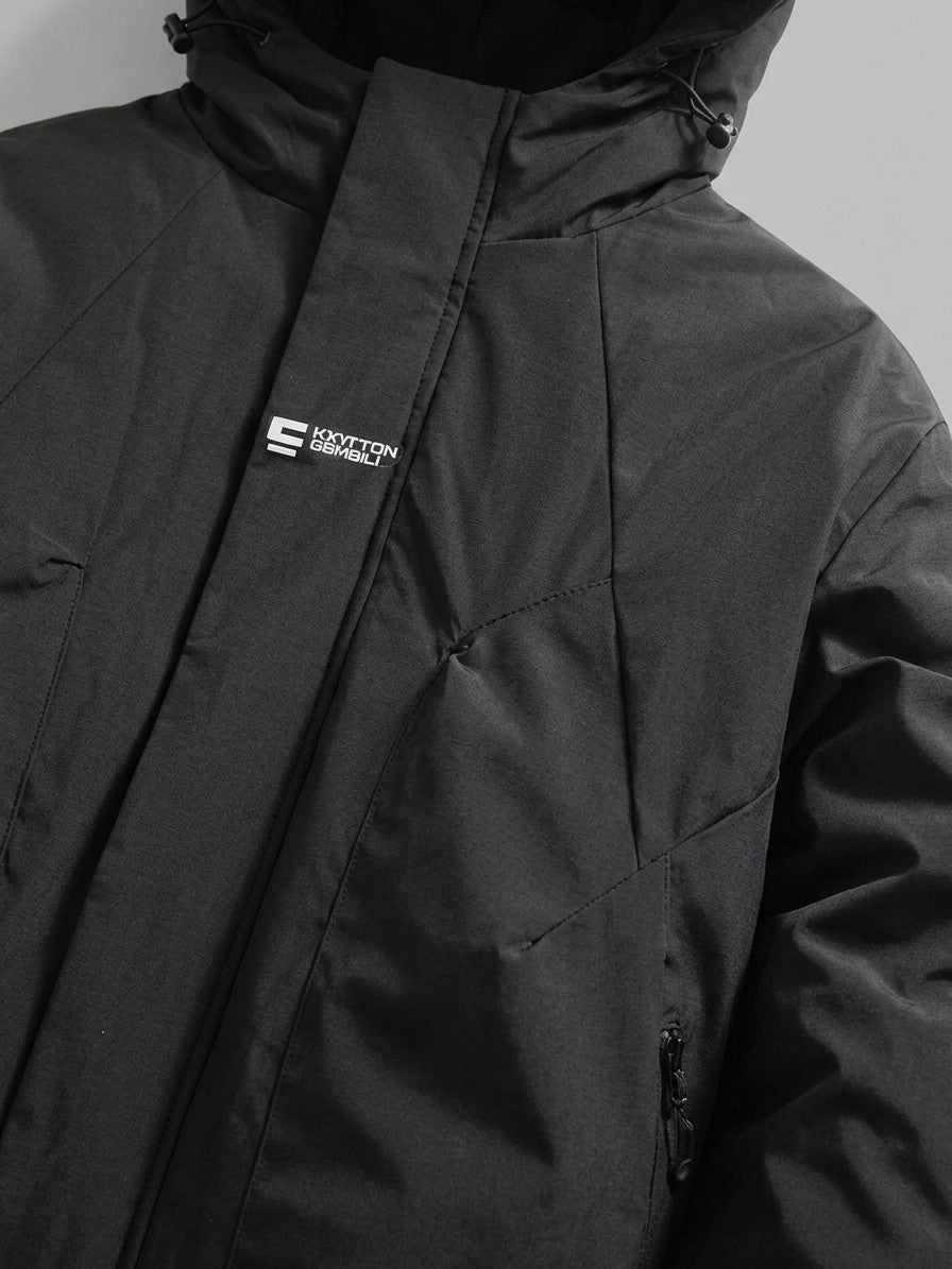 Manduria Men's Hooded Storm-Flap Padded Jacket — black — detail