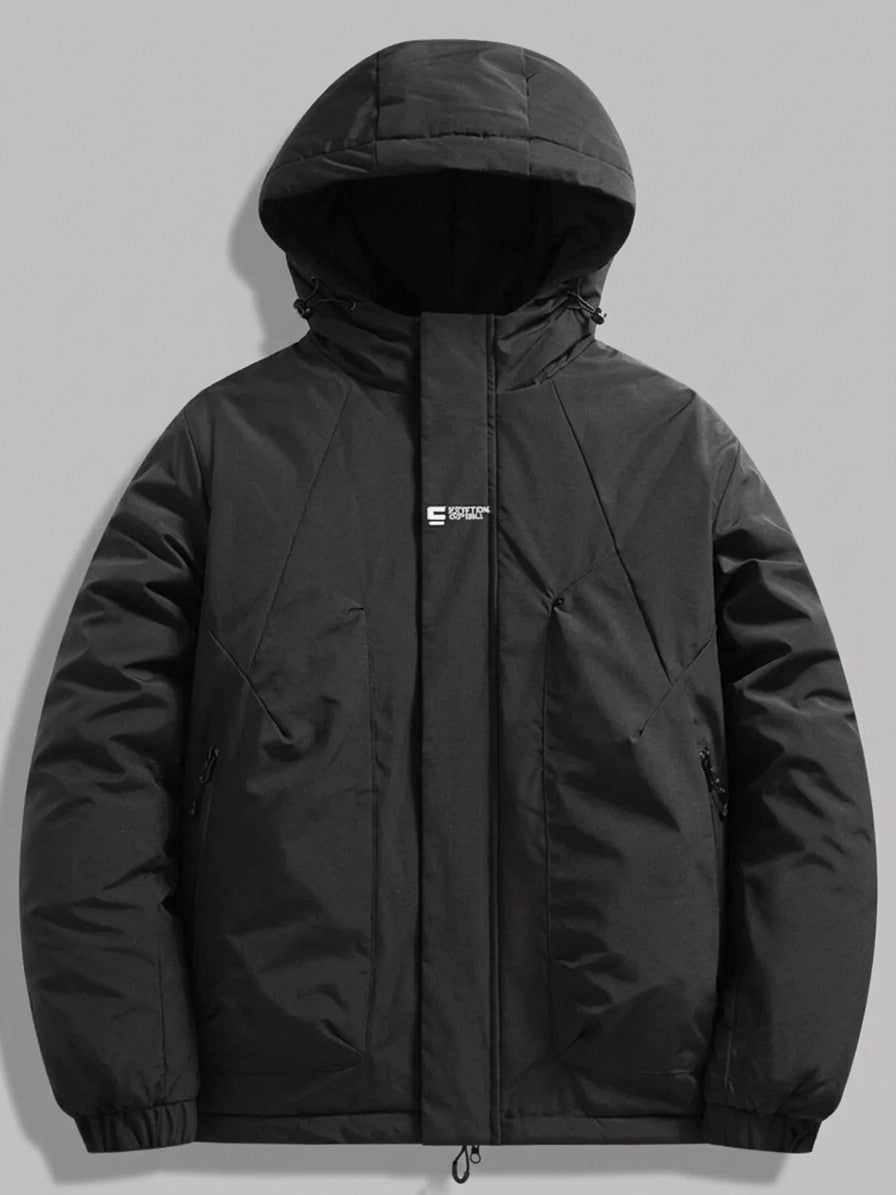 Manduria Men's Hooded Storm-Flap Padded Jacket — black — packshot