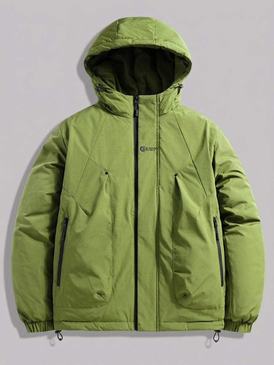 Manduria Men's Hooded Storm-Flap Padded Jacket — yellowgreen — packshot