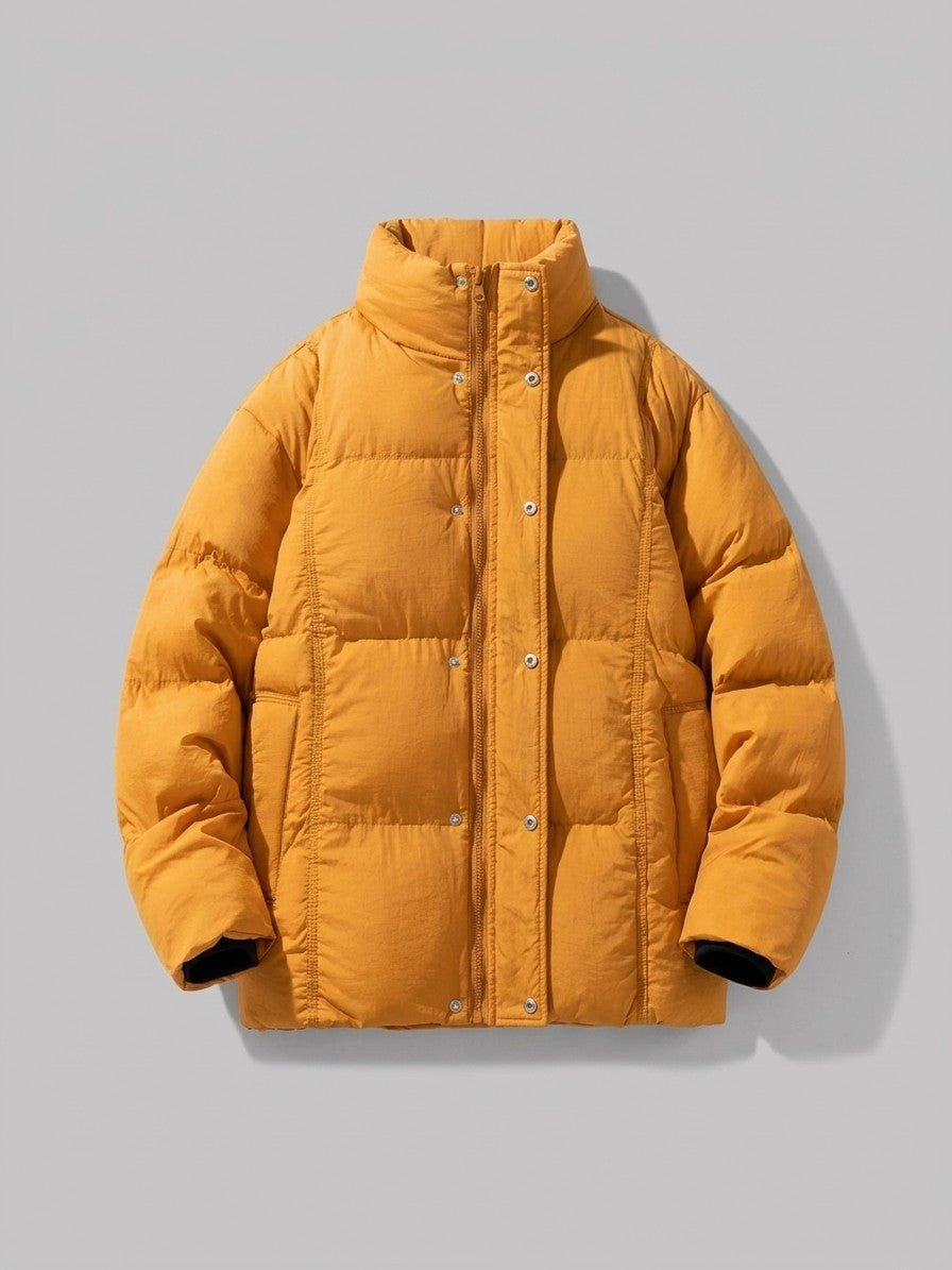 Manfredonia Men's Knit-Cuff Quilted Puffer Jacket — gold — packshot