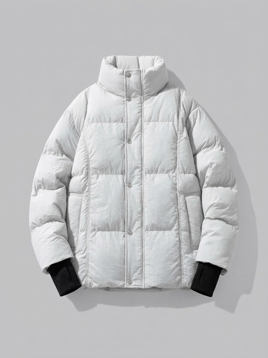 Manfredonia Men's Knit-Cuff Quilted Puffer Jacket — lightgray — packshot