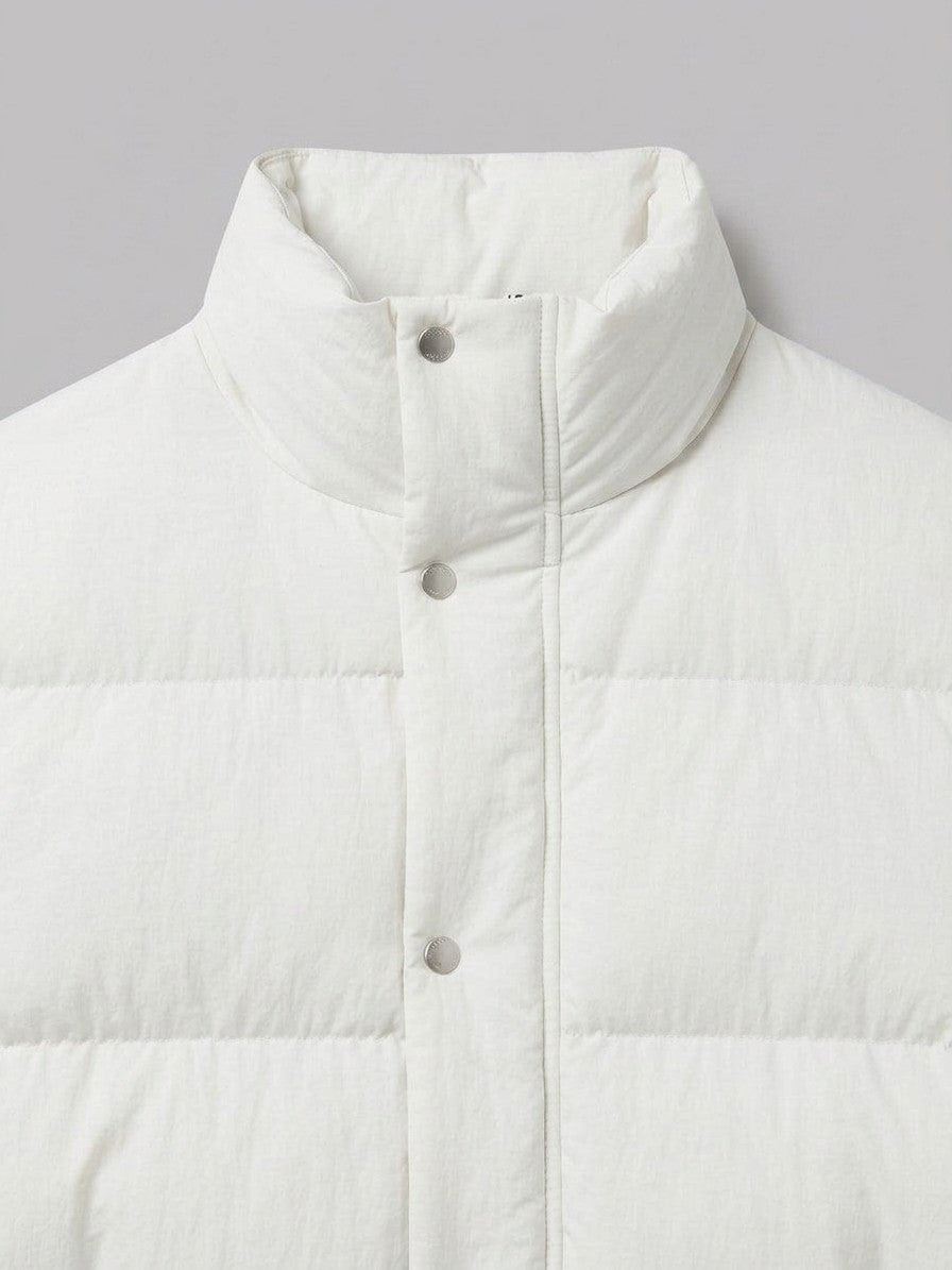 Manfredonia Men's Knit-Cuff Quilted Puffer Jacket — white — detail-2