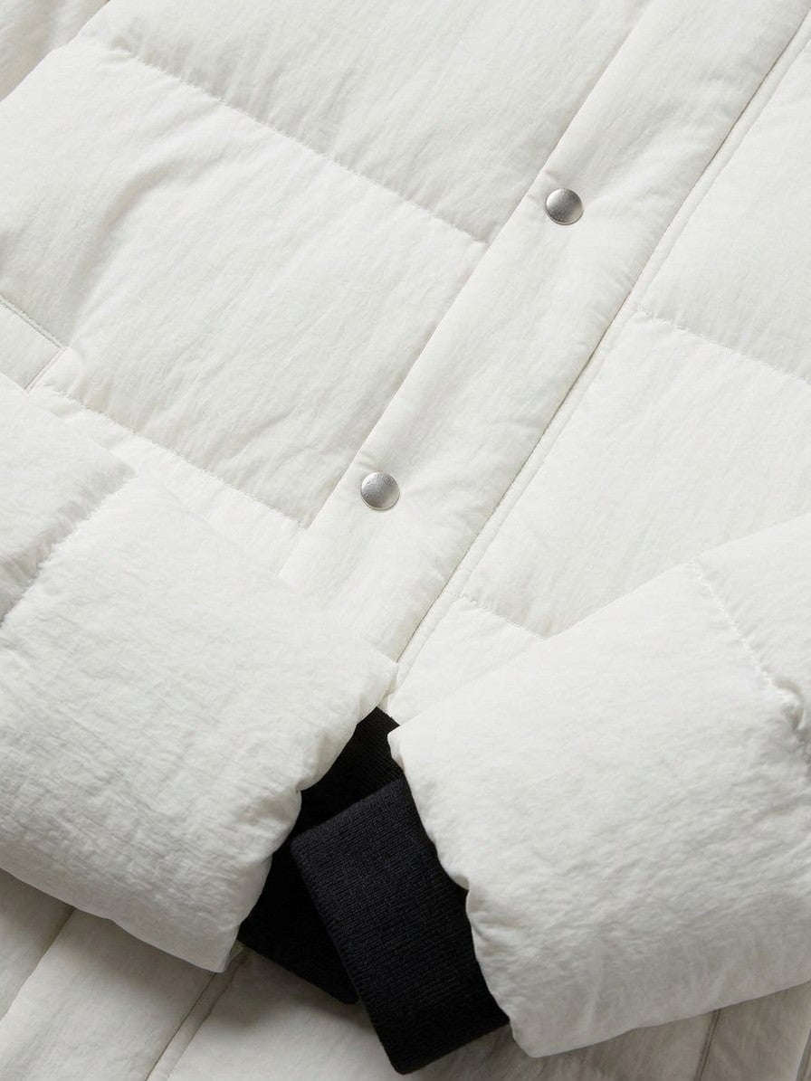 Manfredonia Men's Knit-Cuff Quilted Puffer Jacket — white — detail