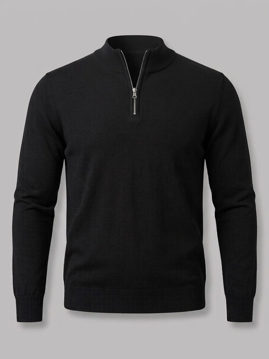 Mantova Men's Quarter-Zip Sweater — black — packshot