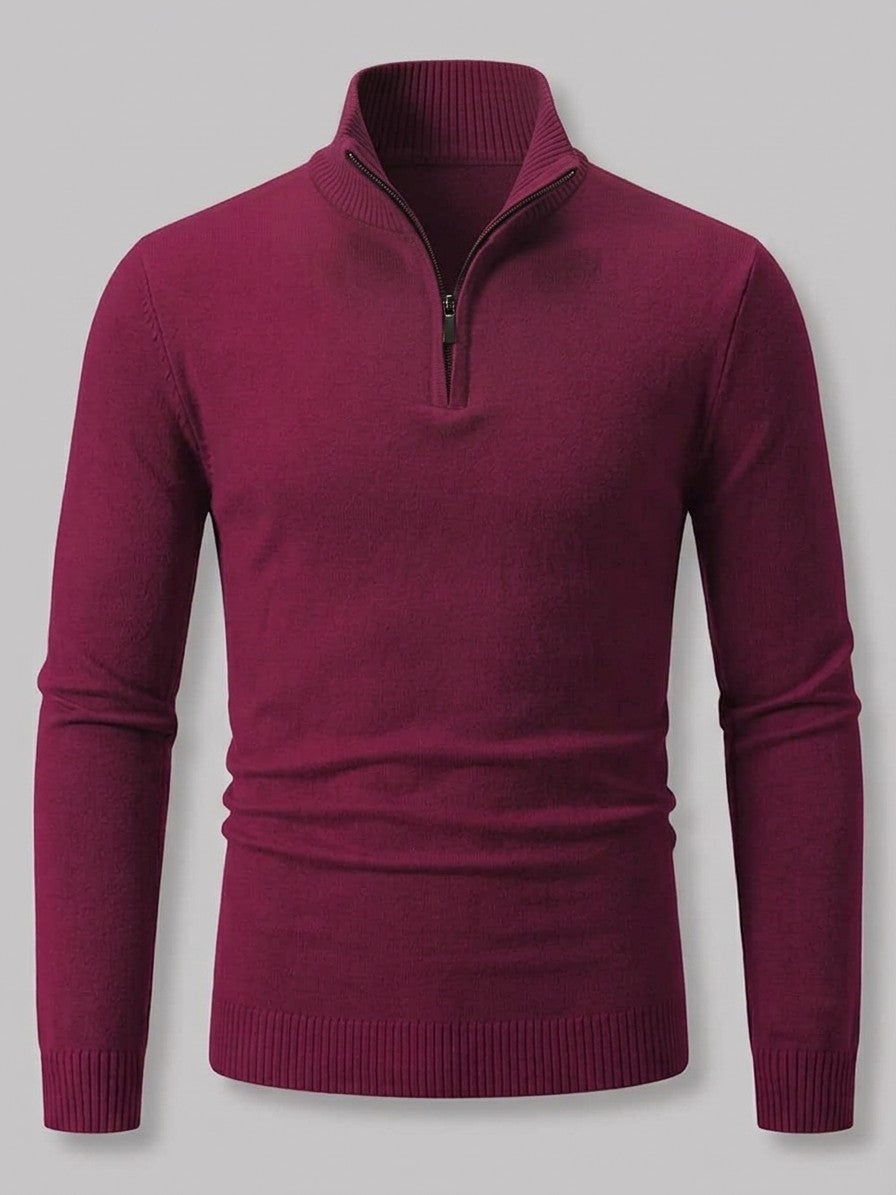 Mantova Men's Quarter-Zip Sweater — burgundy — packshot