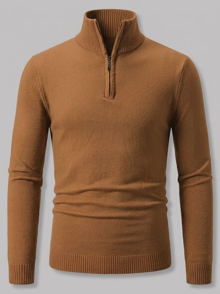 Mantova Men's Quarter-Zip Sweater — caramel — packshot