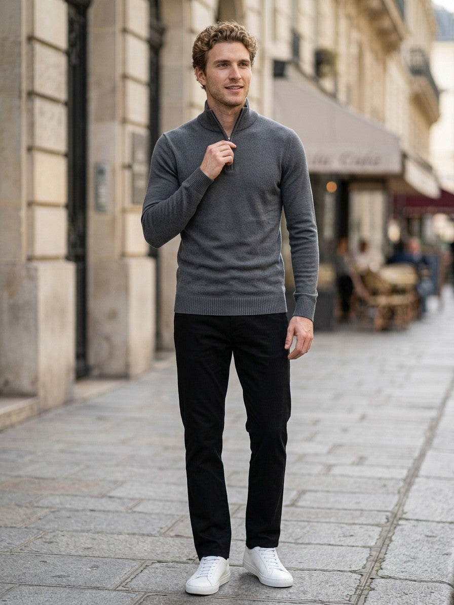 Mantova Men's Quarter-Zip Sweater — darkgray — lifestyle