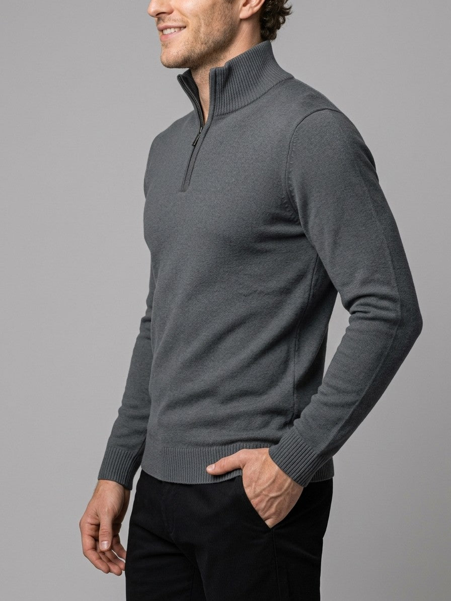 Mantova Men's Quarter-Zip Sweater — darkgray — side