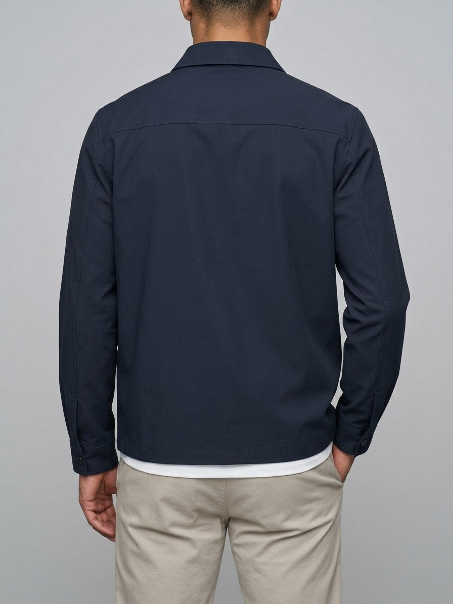 Maratea Men's Button-Up Overshirt Jacket — blue — back