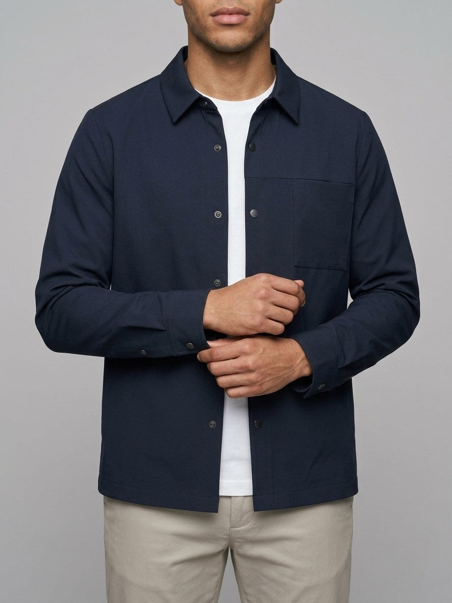 Maratea Men's Button-Up Overshirt Jacket — blue — front