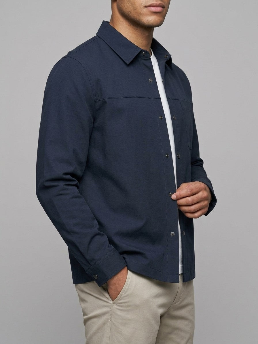 Maratea Men's Button-Up Overshirt Jacket — blue — side