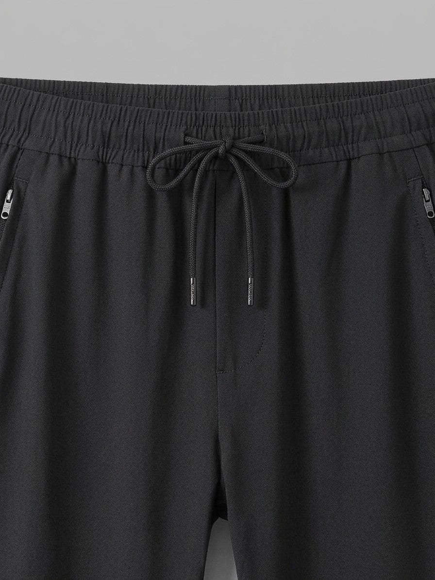 Marin Men's Drawstring Pants — black — detail-collar