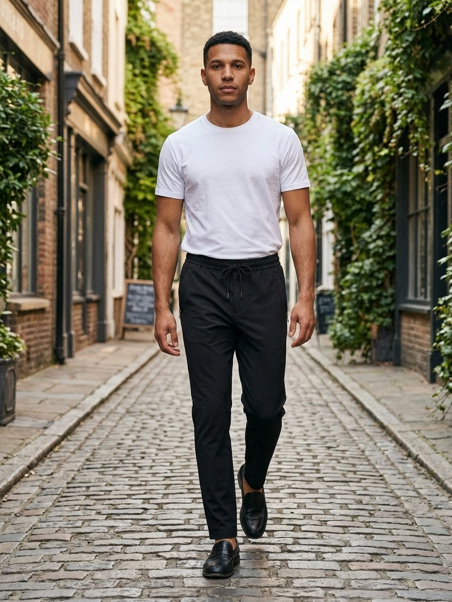Marin Men's Drawstring Pants — black — lifestyle